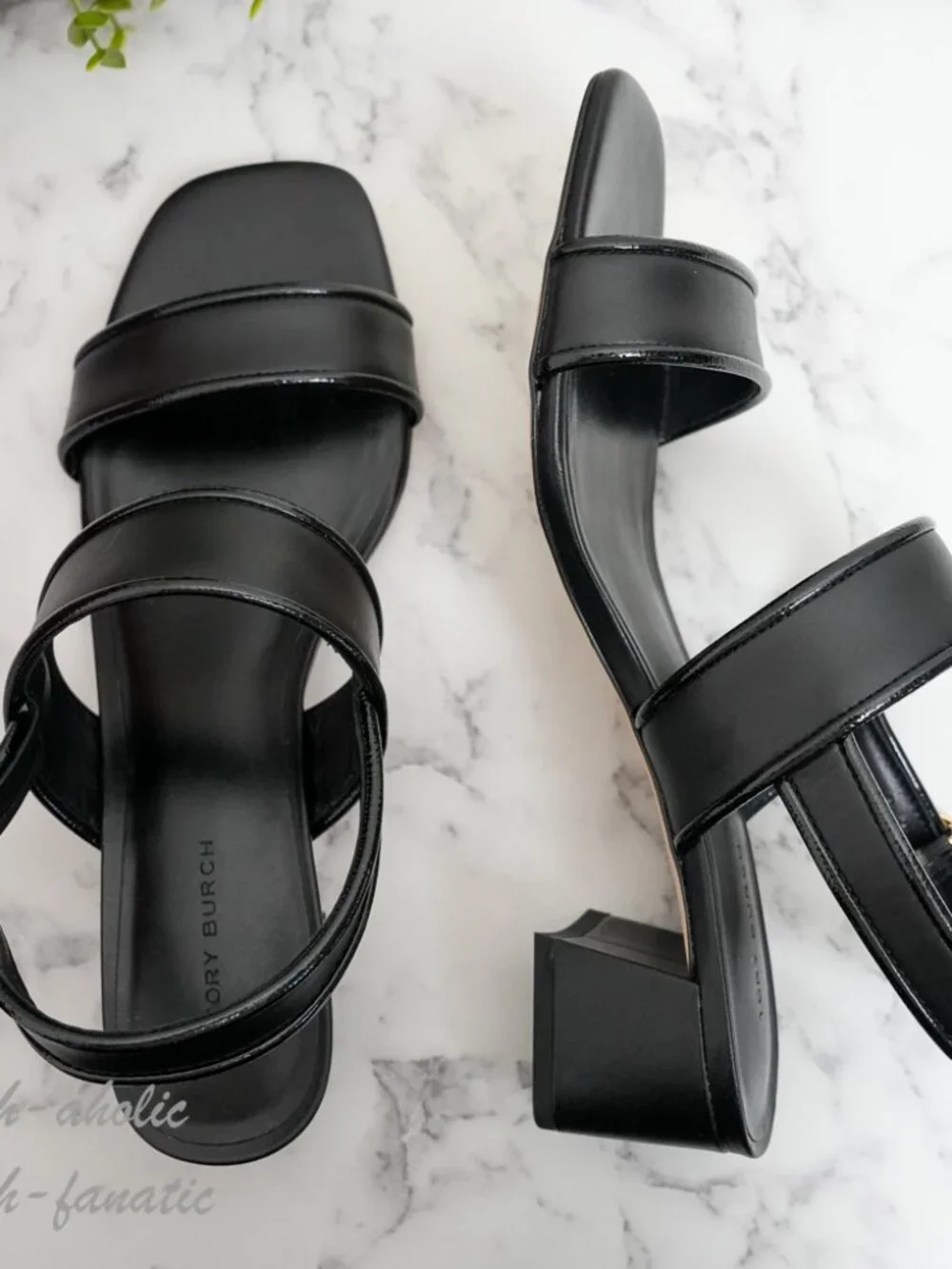 Tory Burch Selby 45MM Napa Leather Sandal in Perfect Black/Gold NIB